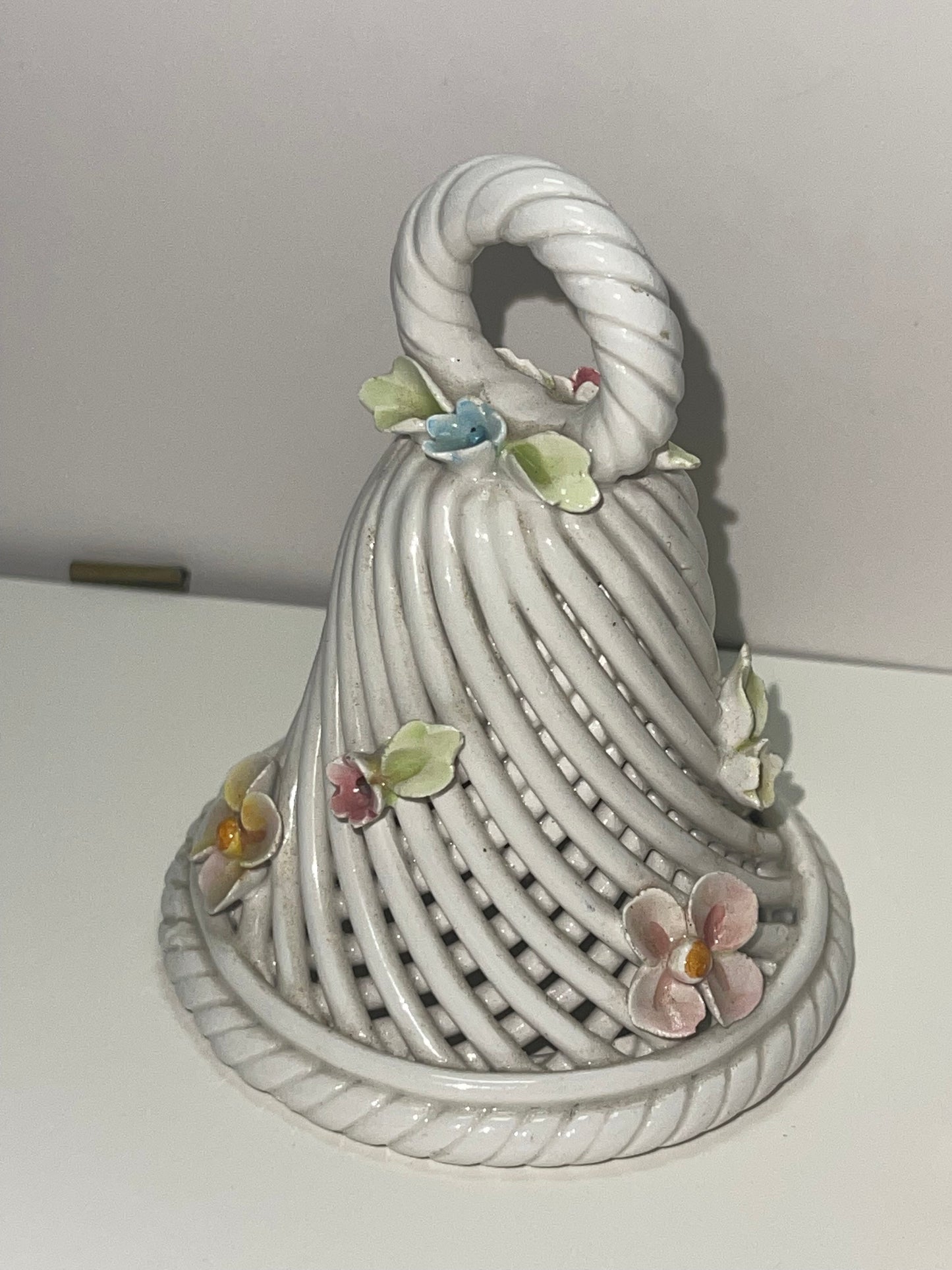 Vintage Ceramic lattice and flower detail bell