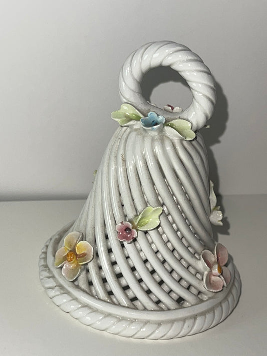 Vintage Ceramic lattice and flower detail bell